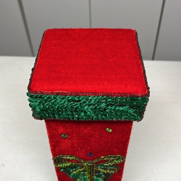 Holiday Square Sequin Wine Gift Box Vintage - Picture 8 of 10